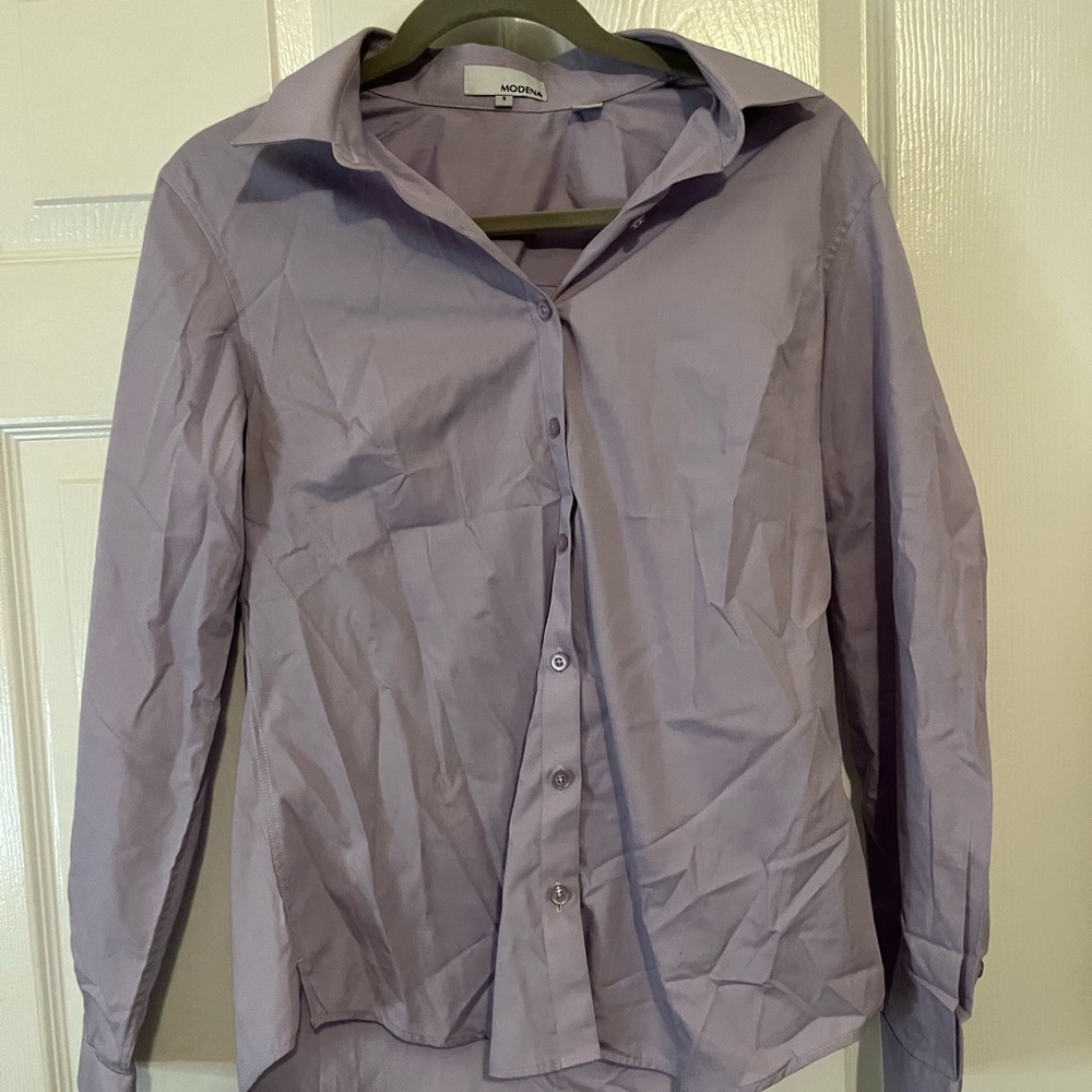 Modena Purple Button Up! Great Condition! Size S